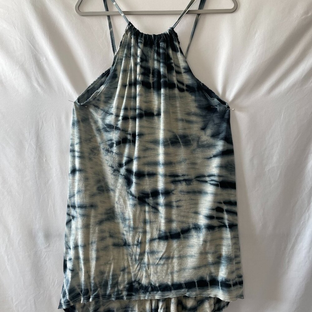 Ecote Womens Blue & Gray Halter Neck High Low Hem Tie Dye Mini Dress Size Small